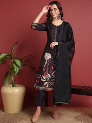 Polyester Abstract Black Indian Ethnic-PKSKD2445