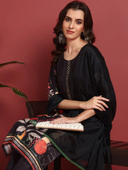 Polyester Abstract Black Indian Ethnic-PKSKD2445