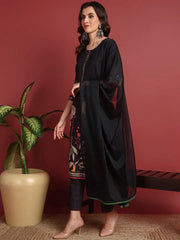 Polyester Abstract Black Indian Ethnic-PKSKD2445