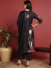 Polyester Abstract Black Indian Ethnic-PKSKD2445