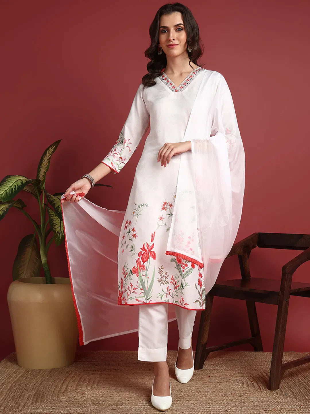 Cotton Floral Kurti Set - Ethnic Lehenga for Women