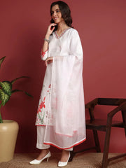 Cotton Floral White Indian Ethnic-PKSKD2448