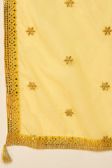 White Silk Blend Solid Embroidered Straight Suit Set PKSKD2471