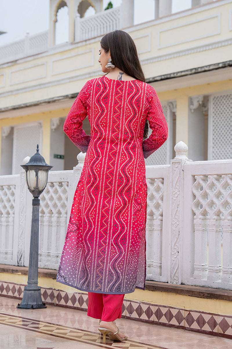 Red Embroidered Solid Rayon Blend Straight Suit Set PKSKD2484 | DesiQl