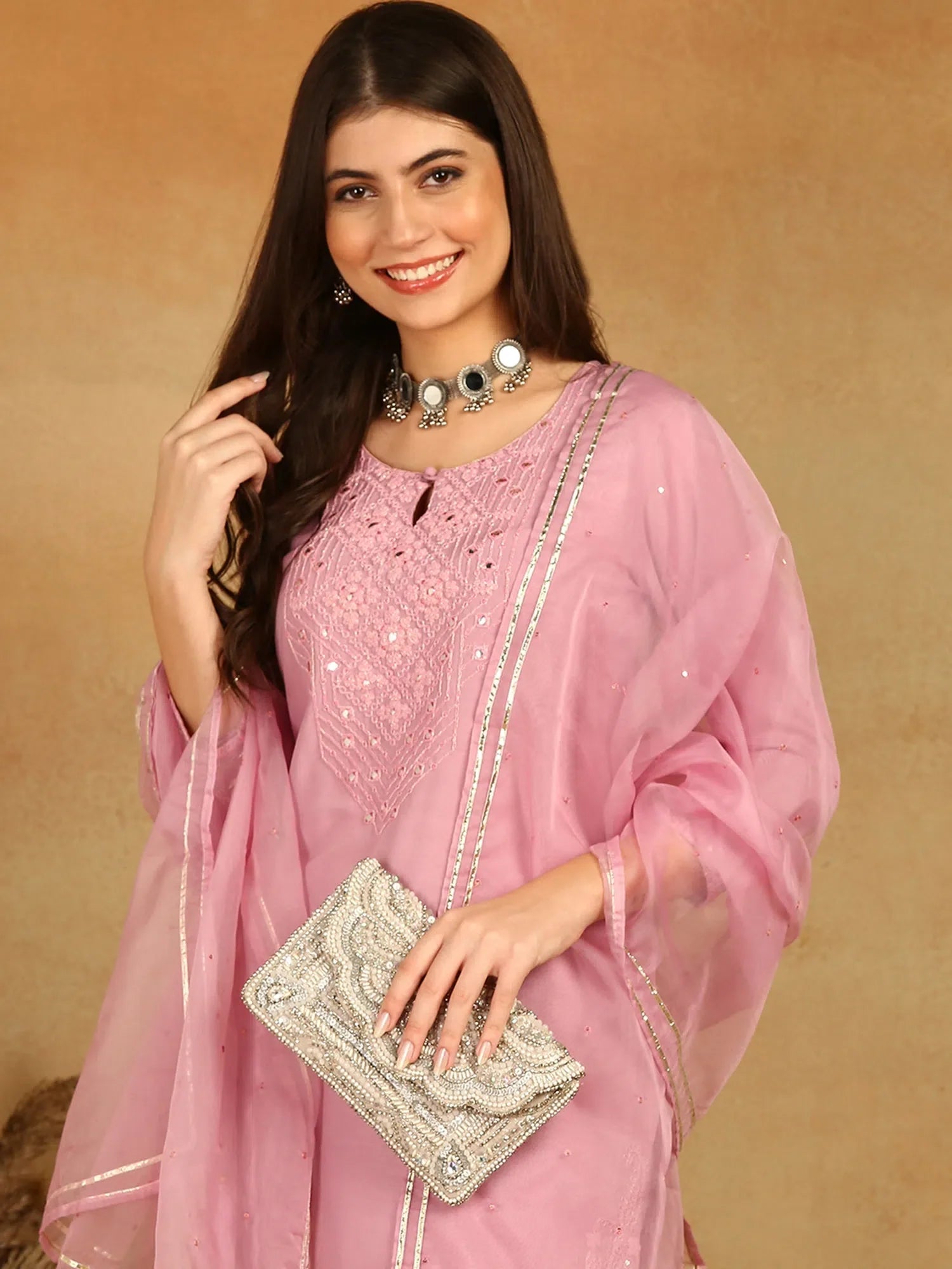 Pink Silk Kurta Set with Dupatta for Women | Indian Kurta Sets