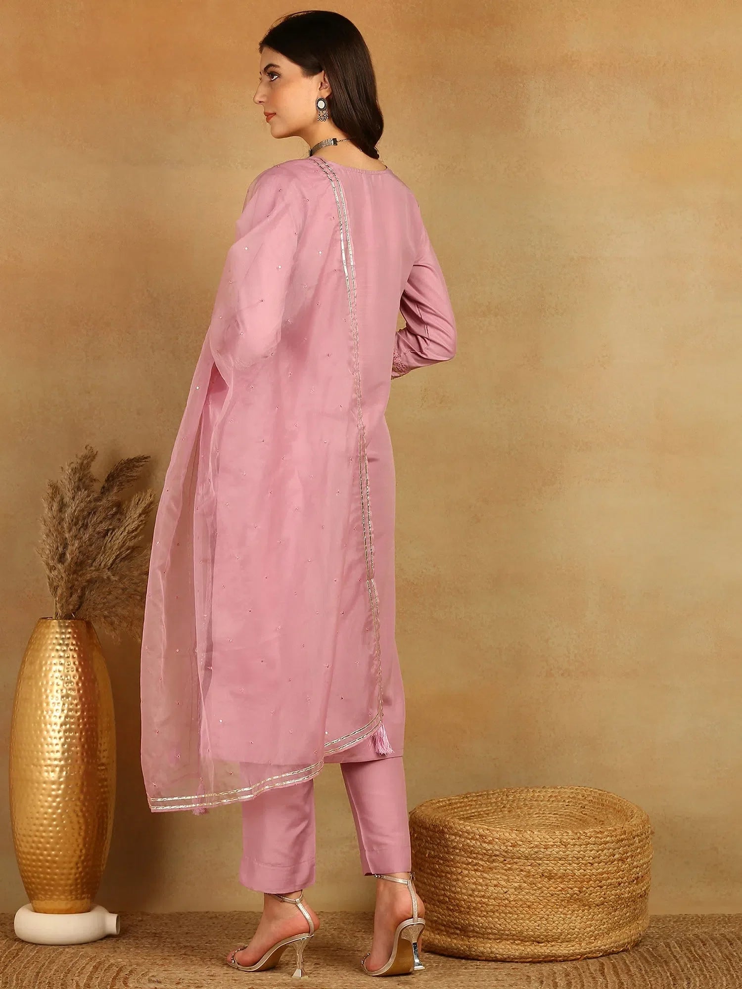 Pink Silk Kurta Set with Dupatta for Women | Indian Kurta Sets
