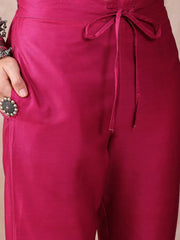 Women Pink Silk Blend Floral Printed Straight Kurta Trouser With Dupatta-PKSKD2518PNK