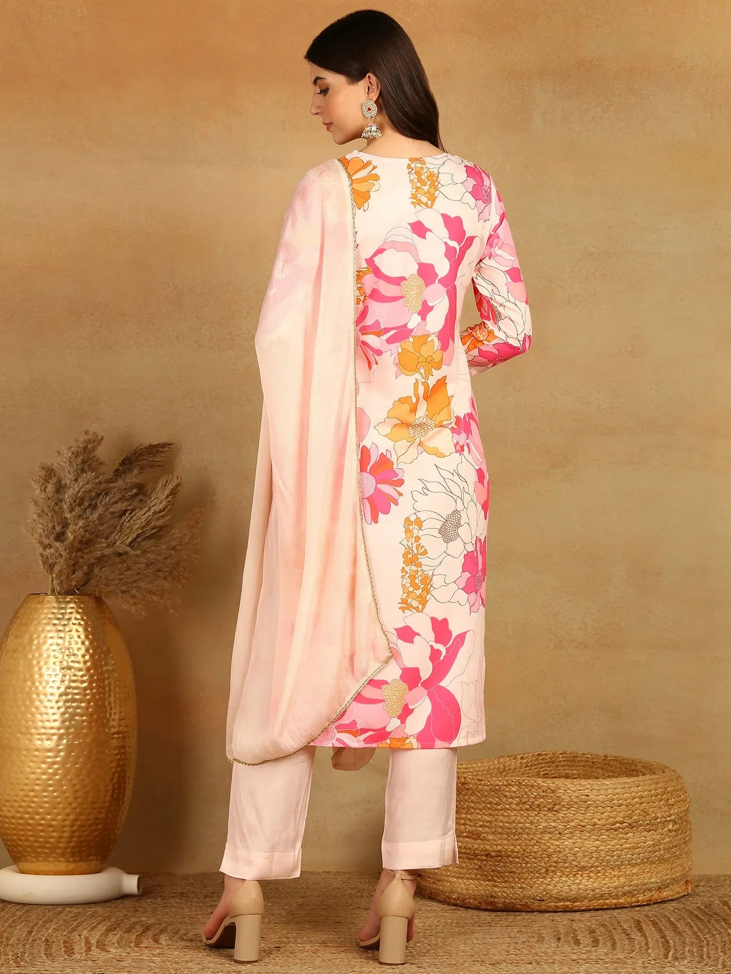 Floral Rayon Women's Kurta Set with Dupatta | Indian Kurta