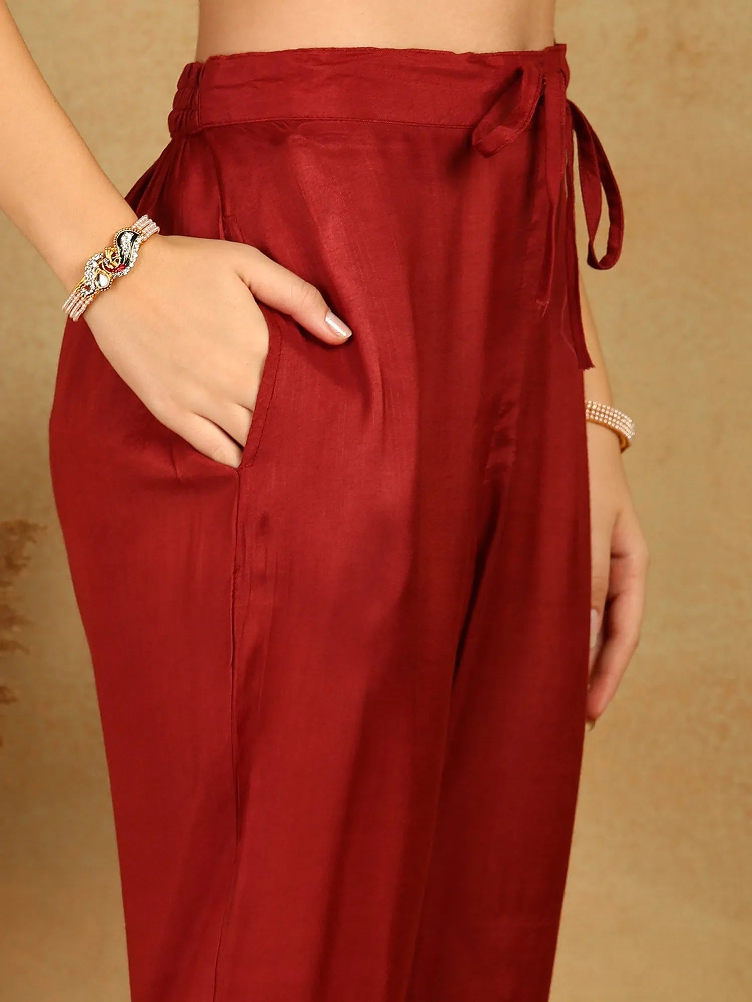 Maroon Floral Kurta Set with Dupatta - Women's Cotton Kurtas
