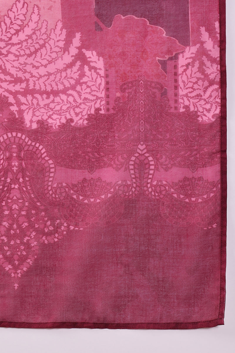 Pink Rayon Blend Ethnic Motifs Printed Straight Trouser Bottom Suit Se