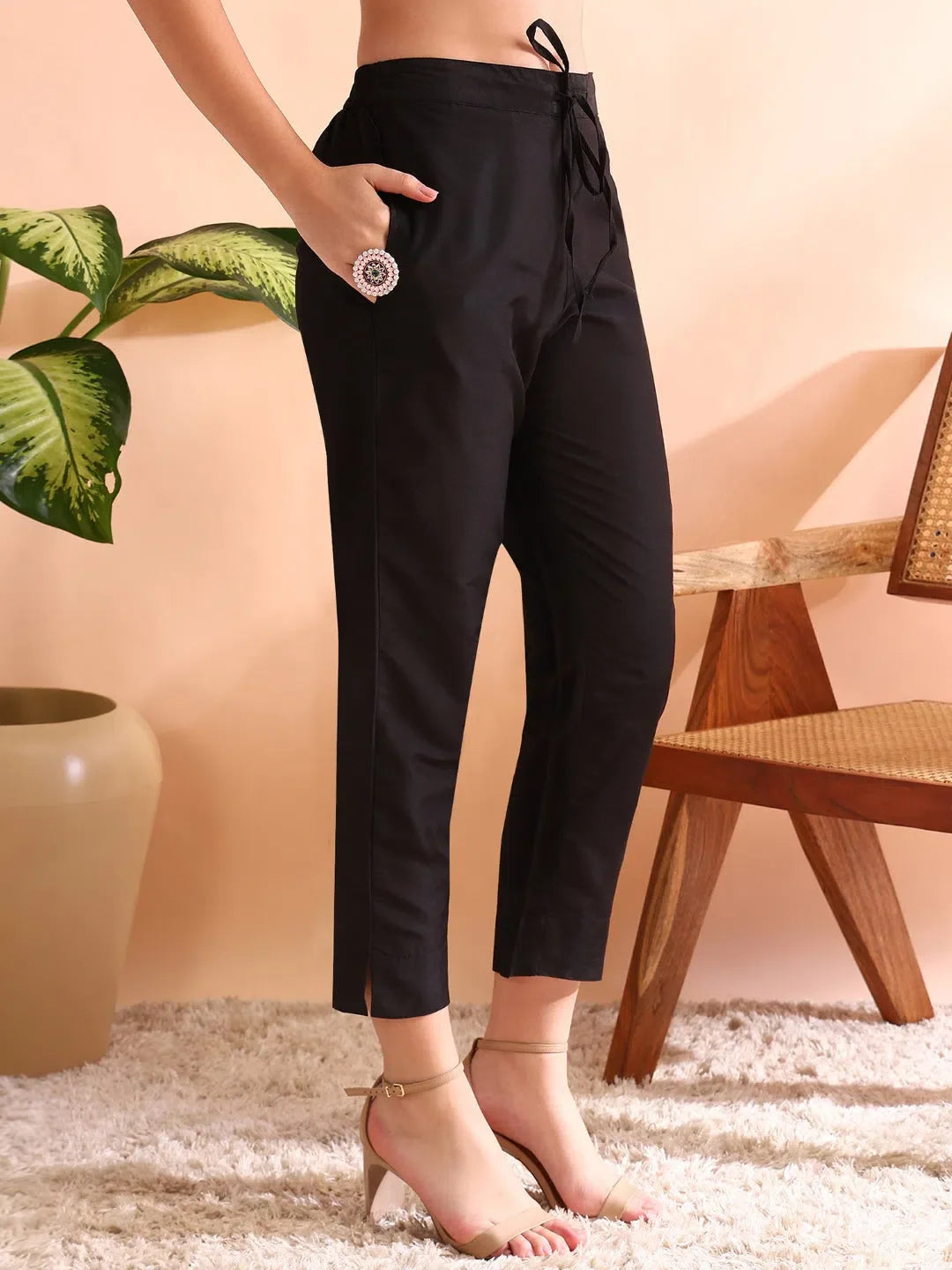 Black Cotton Kurta Set with Dupatta | Women's Indian Kurta