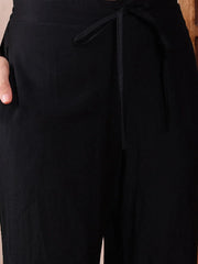 Women Black Silk Blend Solid Embroidered Straight Kurta Trouser With Dupatta-PKSKD2608