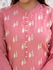 Women Pink Silk Blend Solid Embroidered Straight Kurta Trouser With Dupatta-PKSKD2687