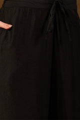 Black Silk Blend Embroidered Straight Kurta Palazzos With Dupatta HOPPKSKD2722