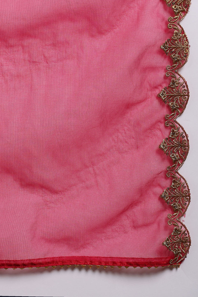 Red Silk Blend Solid Embroidered Anarkali Suit Set With Trouser Bottom
