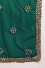 Green Silk Blend Solid Straight Suit Set With Palazzo Style Bottom PKSKD2743