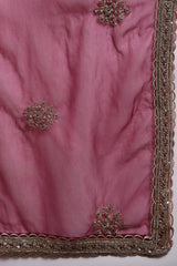 Burgundy Silk Blend Solid Straight Suit Set With Palazzo Style Bottom PKSKD2745