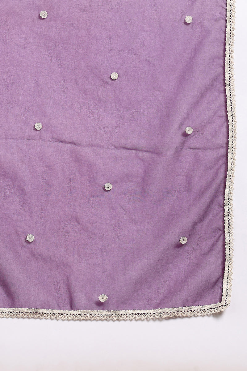 Purple Silk Blend Round Patti Anarkali Kurta & Trousers With Dupatta H