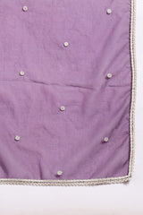 Purple Silk Blend Round Patti Anarkali Kurta & Trousers With Dupatta HOPPKSKD2758