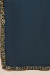 Blue Pure Silk Woven Design Straight Kurta Trousers With Dupatta HOPPKSKD2764