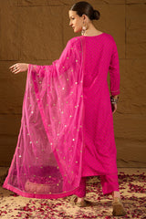 Pink Viscose Rayon Ethnic Motifs Printed Straight Palazzo Suit Set PKSKD2776