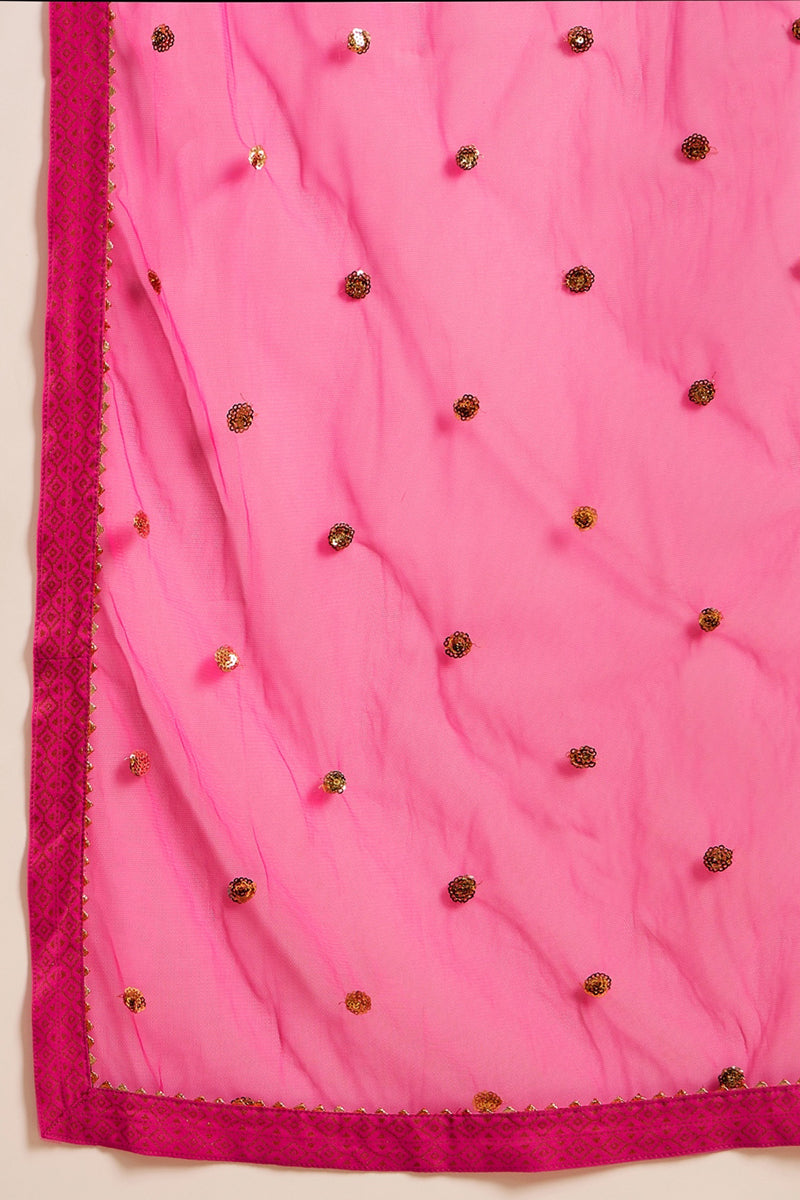 Pink Viscose Rayon Ethnic Motifs Printed Straight Palazzo Suit Set PKS
