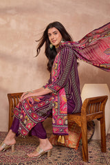 Purple Viscose Ethnic Motifs Embroidered Straight Kurta Trousers With Dupatta PKSKD2790