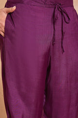 Purple Viscose Ethnic Motifs Embroidered Straight Kurta Trousers With Dupatta PKSKD2790