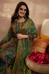 Green Viscose Rayon Solid Embroidered Straight Kurta Trousers With Dupatta PKSKD2801