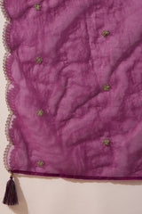 Purple Silk Blend Embroidered Straight Kurta Trouser with Dupatta HPKSKD2814
