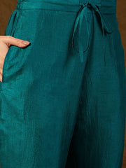 Silk Blend Kurta Set with Dupatta for Women - Teal | PKSKD2824