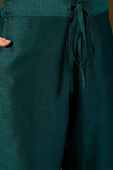 Teal Silk Blend Embroidered Straight Kurta Trouser With Dupatta HOPPKSKD2834