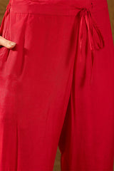 Red Pure Silk Ethnic Motifs Woven Design Straight Suit Sets HOPPKSKD2846