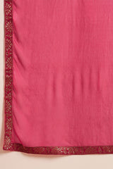 Pink Pure Silk Ethnic Motifs Woven Design Straight Suit Sets HOPPKSKD2850