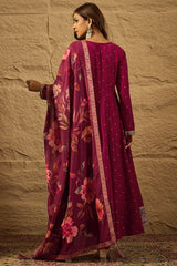 Maroon Pure Silk Bandhani Embroidered Anarkali Suit Sets HOPPKSKD2852