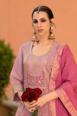 Pink Viscose Shimmer Embroidered Straight Kurta Sharara with Dupatta PKSKD2862