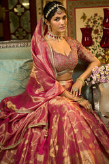 Pink Silk Blend Embroidered Flared Lehenga Choli With Dupatta PKSKD2864