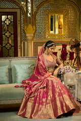Pink Silk Blend Embroidered Flared Lehenga Choli With Dupatta PKSKD2864