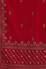 Red Velvet Ethnic Motifs Printed Straight Trousers Suit Set PKSKD2882