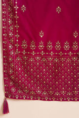 Pink Velvet Ethnic Motifs Printed Straight Trousers Suit Set PKSKD2885