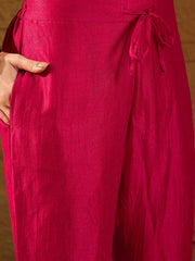 Women Red Silk Blend Ethnic Motifs Woven Design Anarkali Kurta Trousers With Dupatta-PKSKD2894