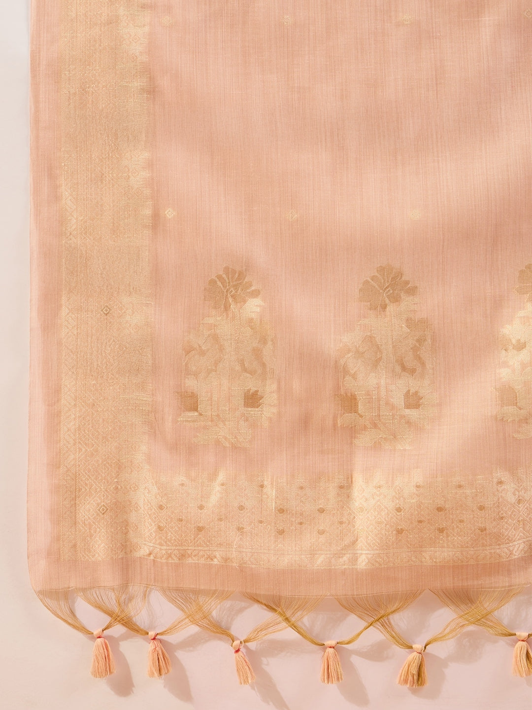 Women Nude Chanderi Self Design Straight Kurta Trouser With Dupatta