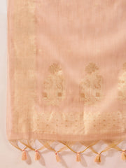 Women Nude Chanderi Self Design Straight Kurta Trouser With Dupatta-PKSKD2903