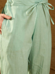 Women Blue Chanderi Solid Woven Design Straight Kurta Trousers With Dupatta-PKSKD2905