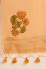 Off White Chanderi Solid Woven Design Straight Kurta Trouser With Dupatta PKSKD2906