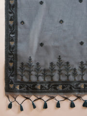 Women Blue Chanderi Woven Design Straight Kurta Trouser With Dupatta-PKSKD2908