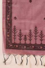 Mauve Chanderi Woven Design Straight Kurta Trouser with Dupatta PKSKD2909