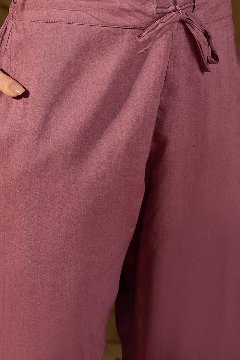 Mauve Chanderi Woven Design Straight Kurta Trouser with Dupatta PKSKD2