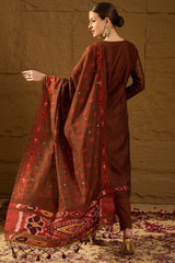 Brown Chanderi Solid Woven Design Straight Kurta Trouser With Dupatta PKSKD2911