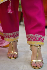 Pink Silk Blend Solid Embroidered Anarkali Kurta Salwar With Dupatta PKSKD2926